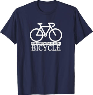 Never Underestimate an Old Man on a Bicycle T-Shirt - T-Shirt | Navy