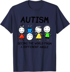Autism Seeing The World From A Different Angle Autism Gifts T-Shirt - T-Shirt | Navy