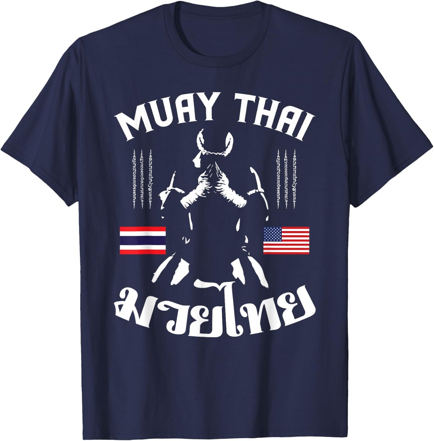 Thailand American Flag Muay Thai Thai Boxing Women Girls Kids Men T-Shirt - T-Shirt | Navy