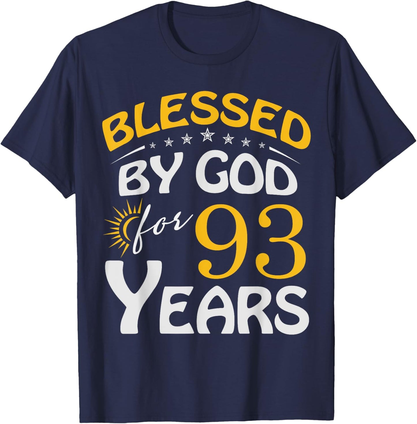 Vintage Blessed by God For 93 Years Old Happy 93rd Birthday T-Shirt - T-Shirt | Navy