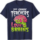 2nd Grade Teachers Love Brains Zombie Teacher Halloween Women Kids T-Shirt - T-Shirt | Navy