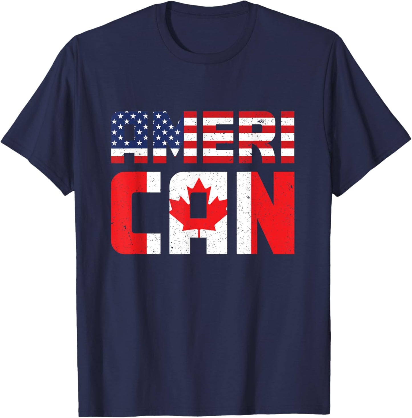 US Flag Canadian American Pride Canadian Flag Canada T-Shirt - T-Shirt | Navy