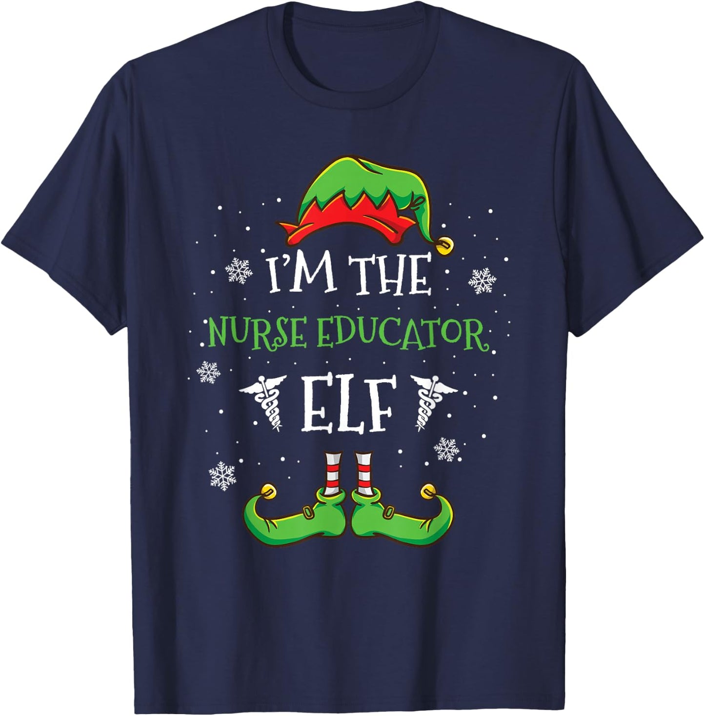Im The Nurse Educator Elf Christmas T-Shirt - T-Shirt | Navy