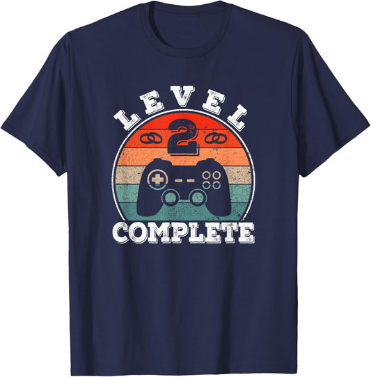 2 Years Marriage Anniversary 2 Year Married Level 2 Complete T-Shirt - T-Shirt | Navy
