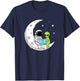 Astronaut and Alien Reading On Moon Space Book Lover Sci Fi T-Shirt - T-Shirt | Navy