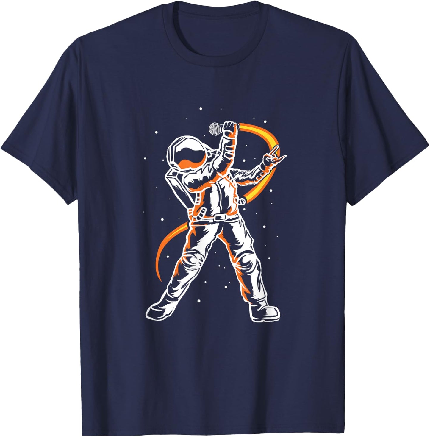 Astronaut In Space Microphone Karaoke Vocal Singing Singer T-Shirt - T-Shirt | Navy