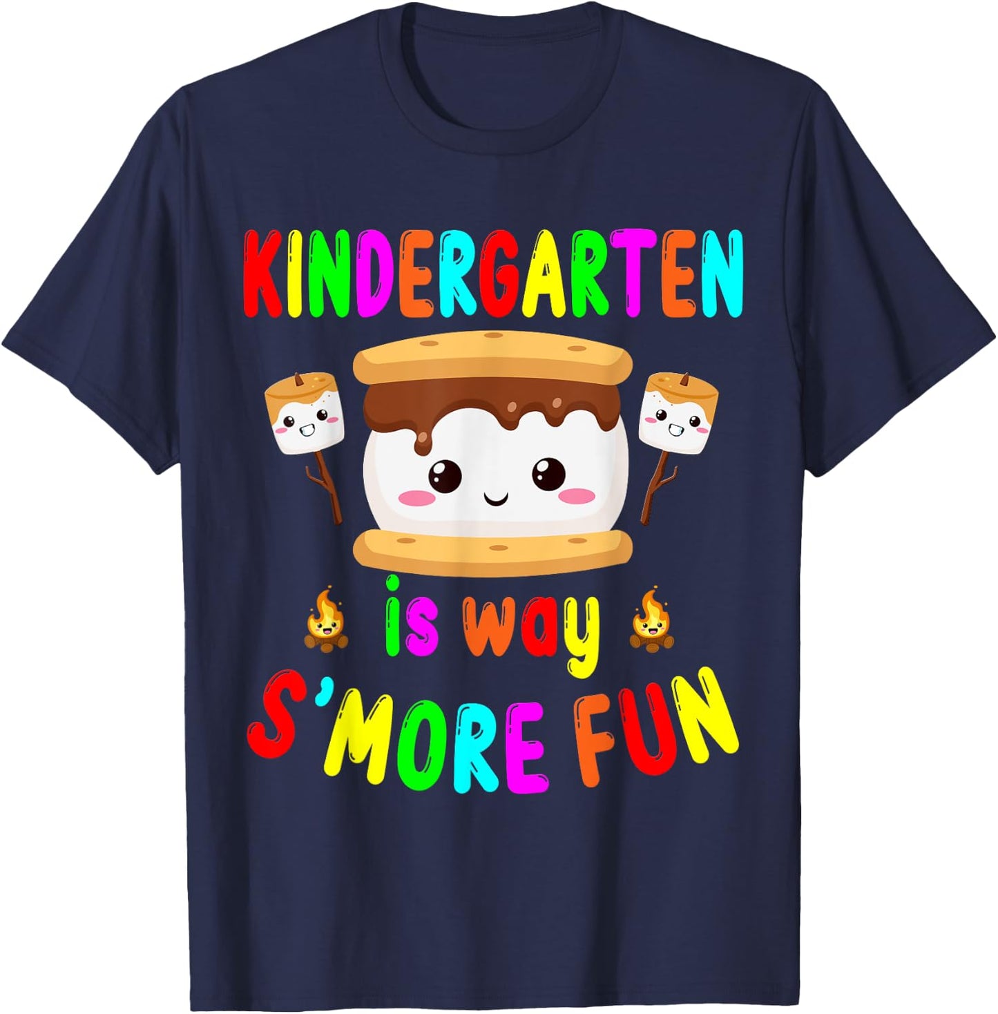 Back to School Kindergarten is way S'more Fun Kids Teachers T-Shirt - T-Shirt | Navy