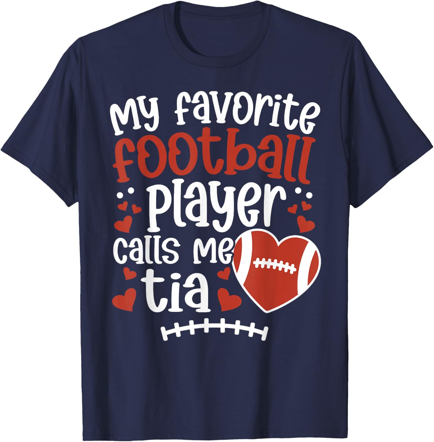 Proud Football Tia of A Football Player Tia Aunt T-Shirt - T-Shirt | Navy
