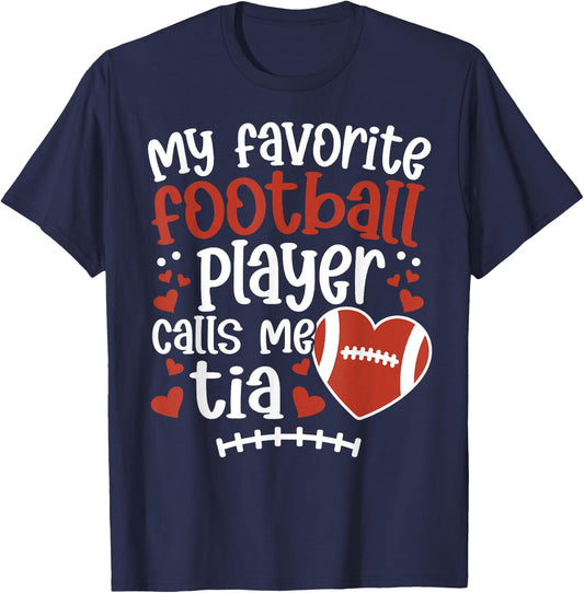 Proud Football Tia of A Football Player Tia Aunt T-Shirt - T-Shirt | Navy