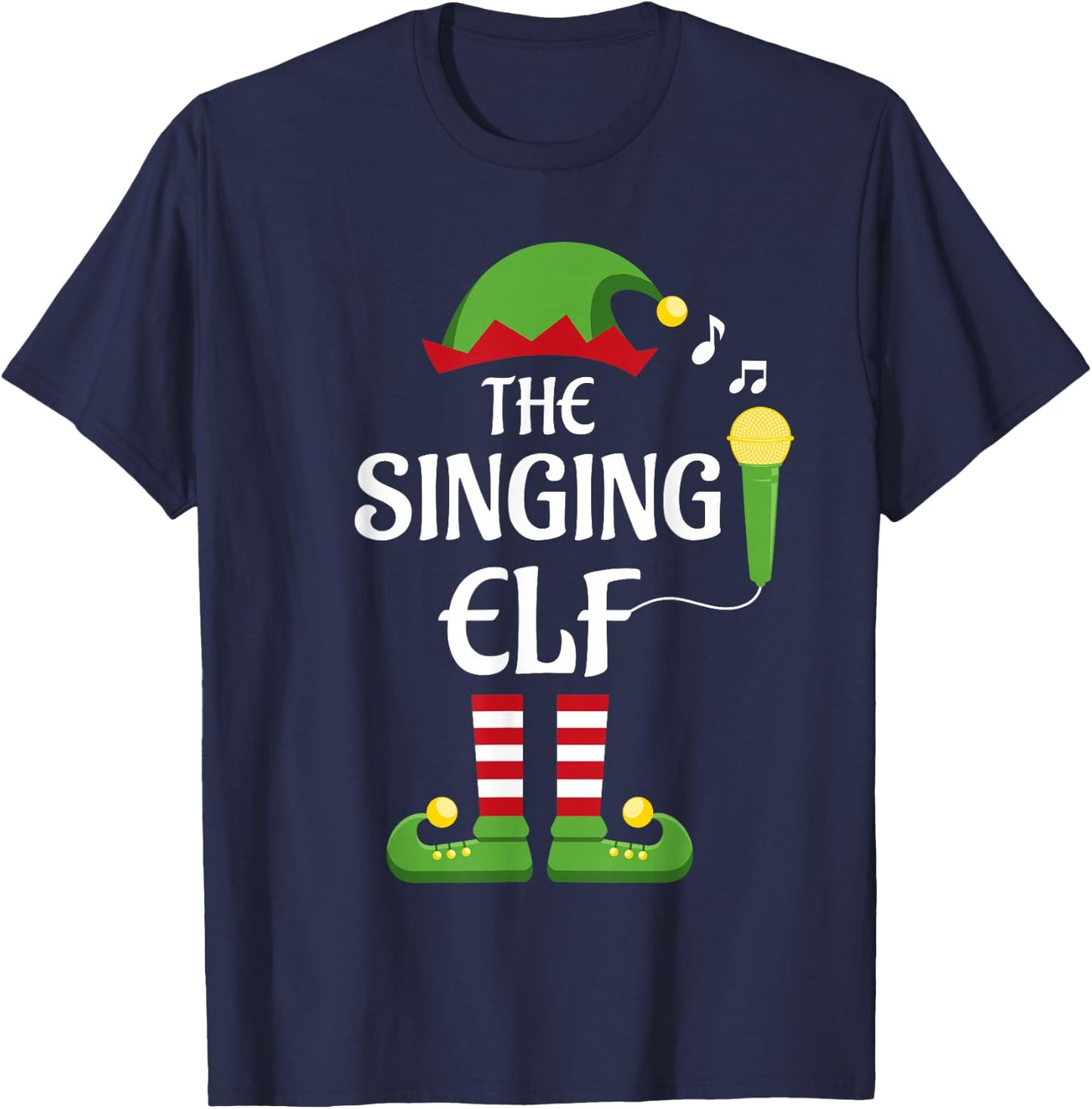Singing Elf Family Matching Group Christmas Singer T-Shirt - T-Shirt | Navy