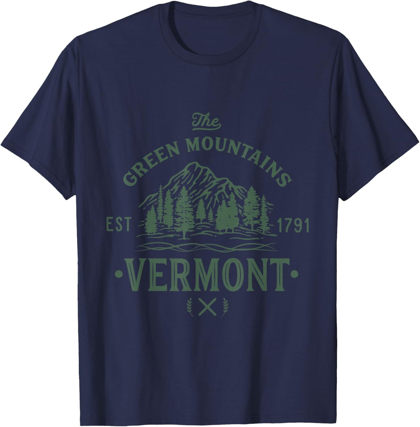 Green Mountains Vermont Vacation T-Shirt - T-Shirt | Navy