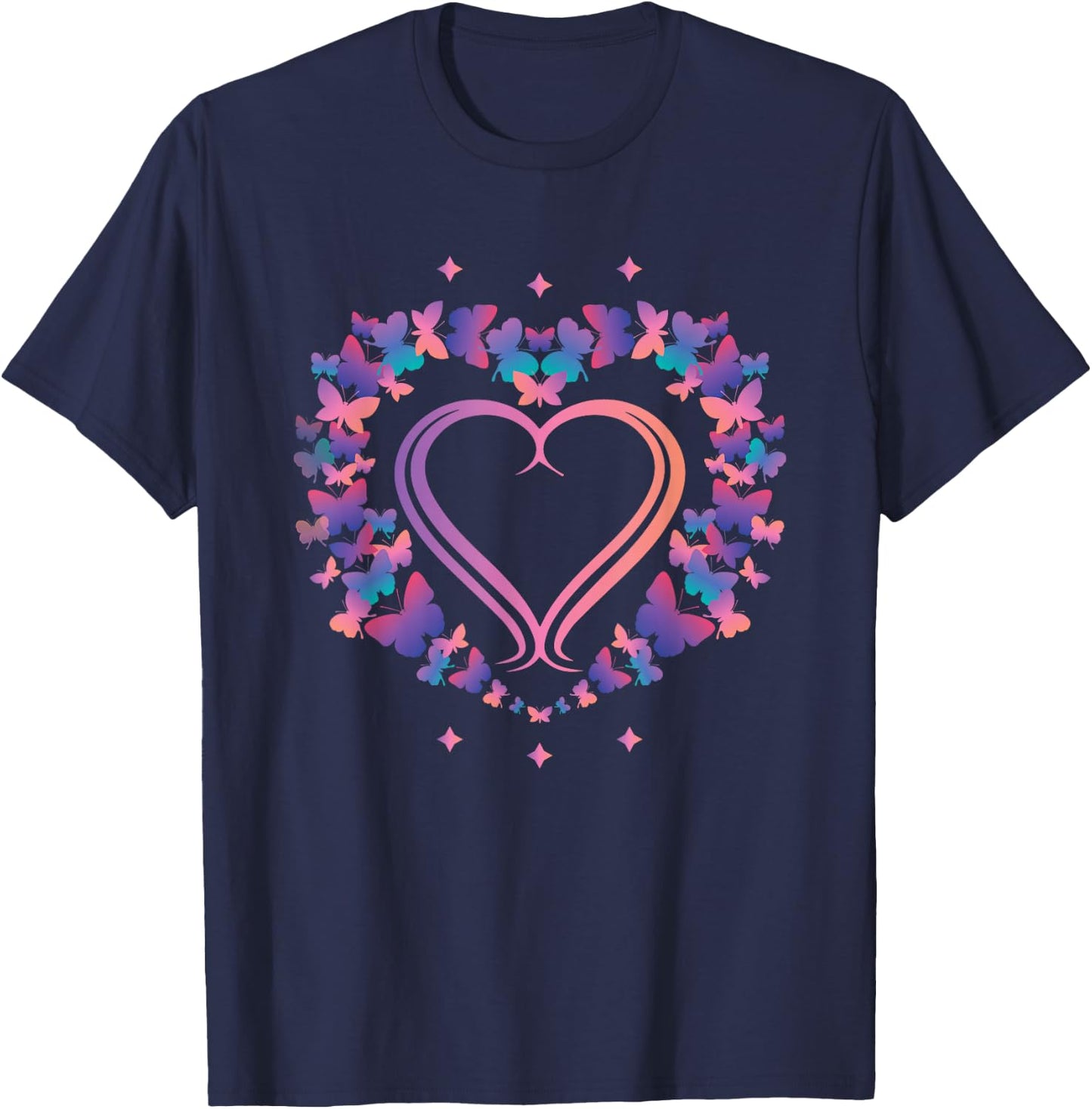 Heart Shaped Butterfly T-Shirt - T-Shirt | Navy
