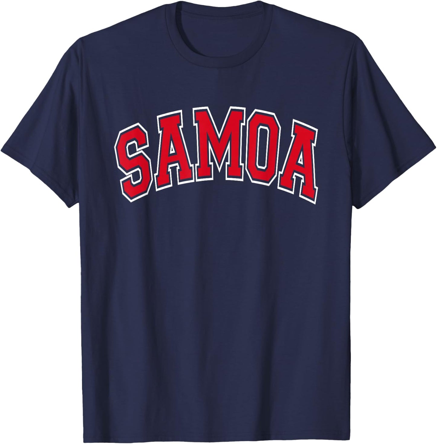 Samoa Arched Red Text T-Shirt - T-Shirt | Navy