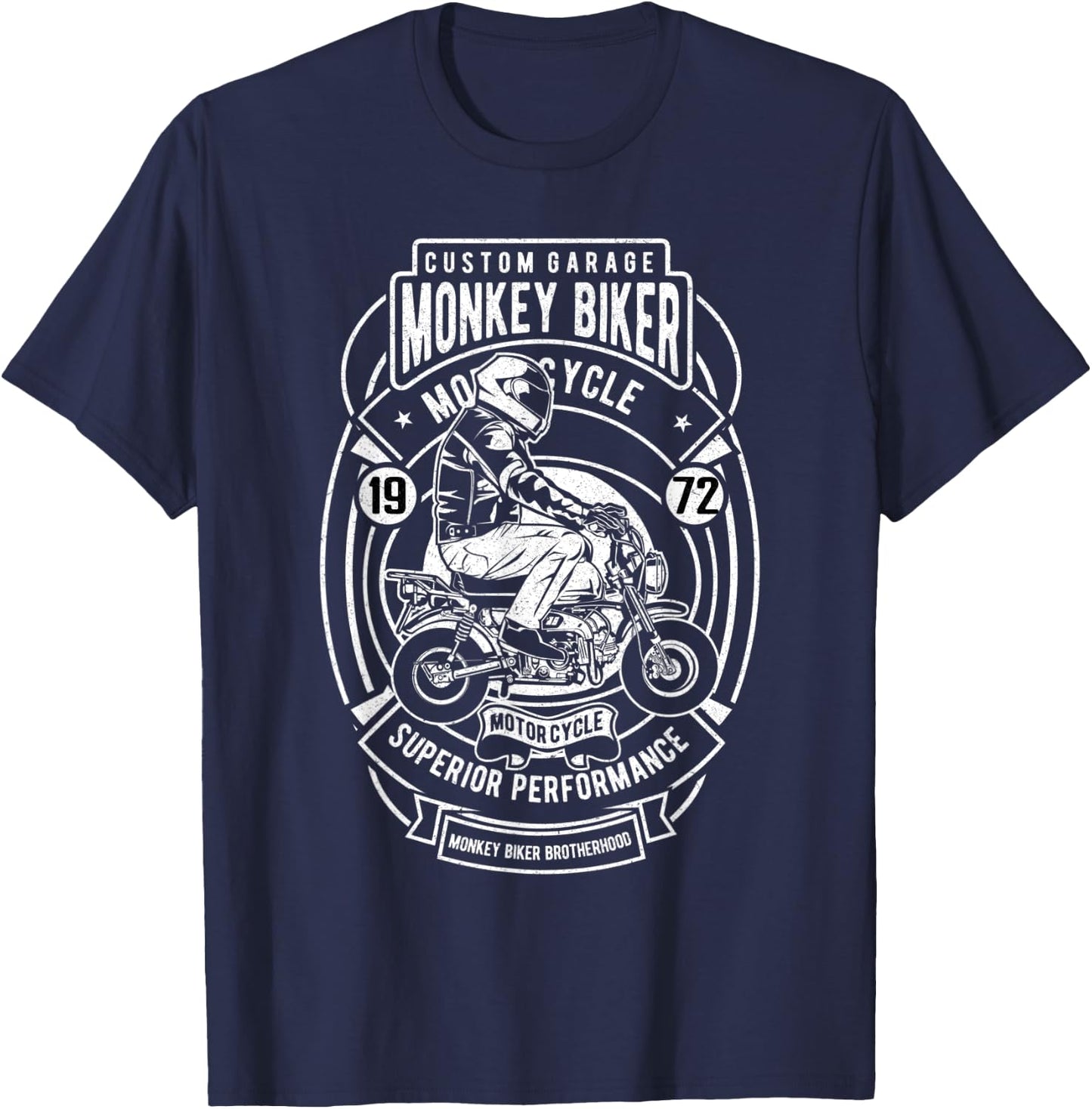 Custom Garage Monkey Biker T-Shirt - T-Shirt | Navy