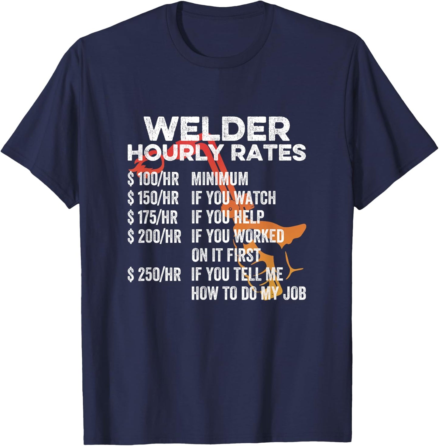 Welder Hourly Rate Funny Welding Machine Operator Novelty T-Shirt - T-Shirt | Navy