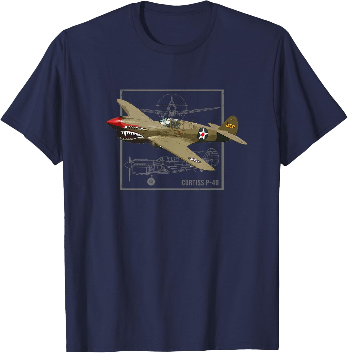 Curtiss P-40 Warhawk | WW2 Fighter Plane T-Shirt - T-Shirt | Navy