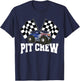 Pit Crew USA Monster Truck Racing Party And Checked Flag T-Shirt - T-Shirt | Navy