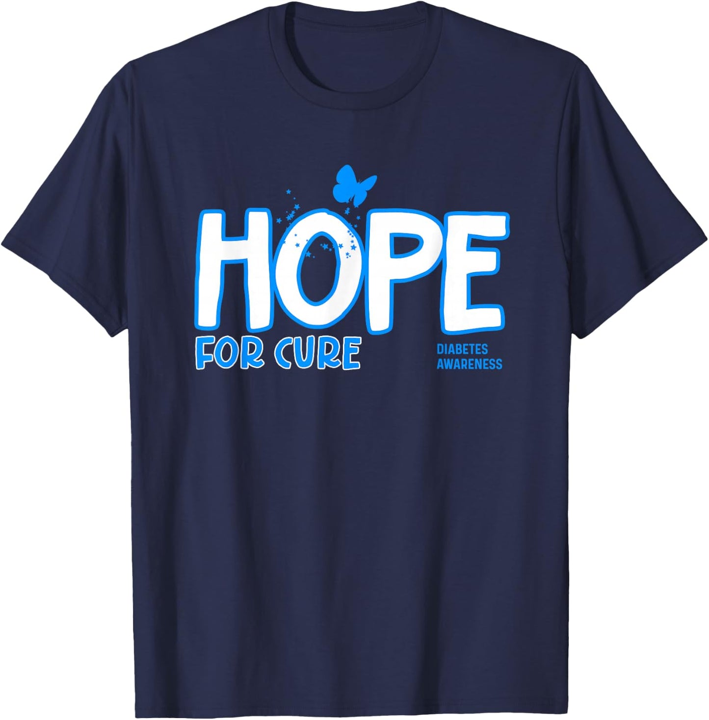 Hope for Cure Diabetes Awareness T-Shirt - T-Shirt | Navy