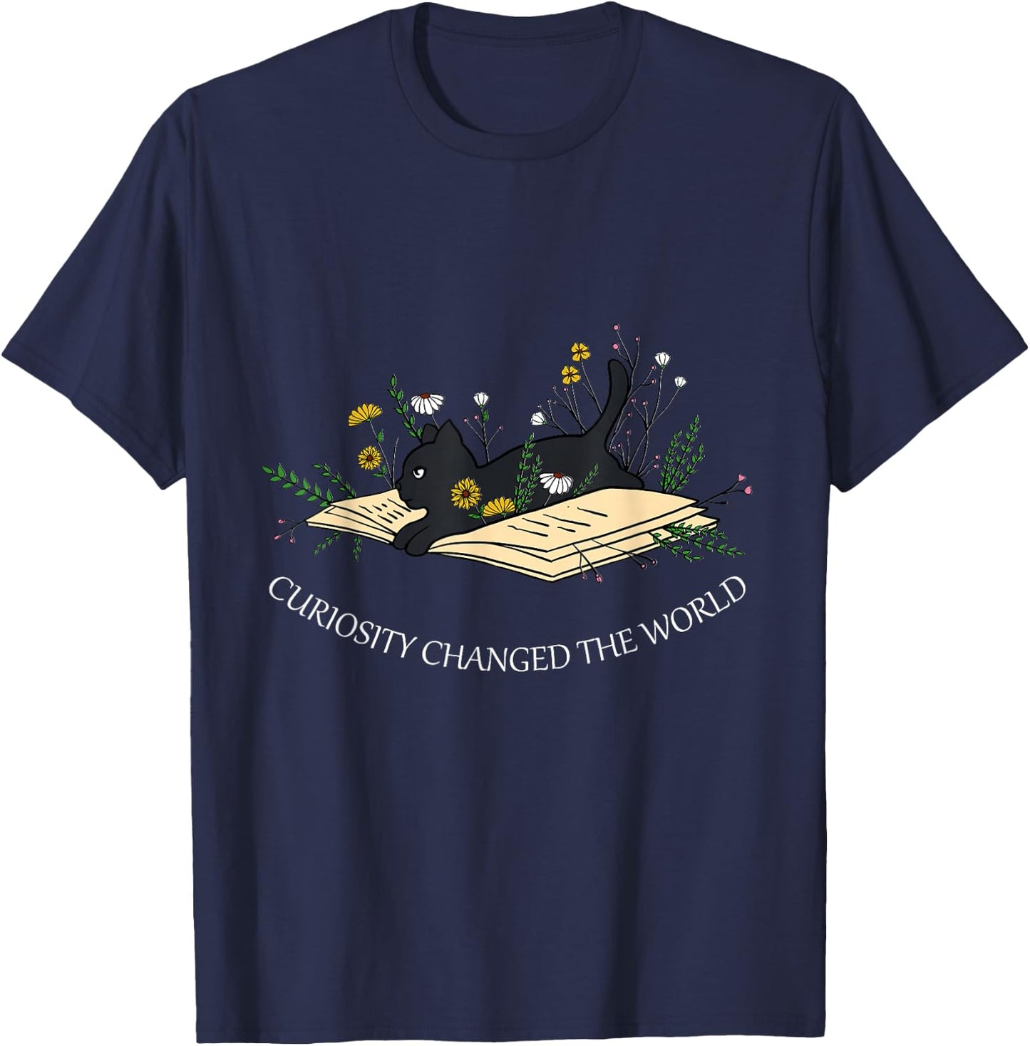 Black Cat Kitten Lover Funny Book Pet Owner Librarian T-Shirt - T-Shirt | Navy