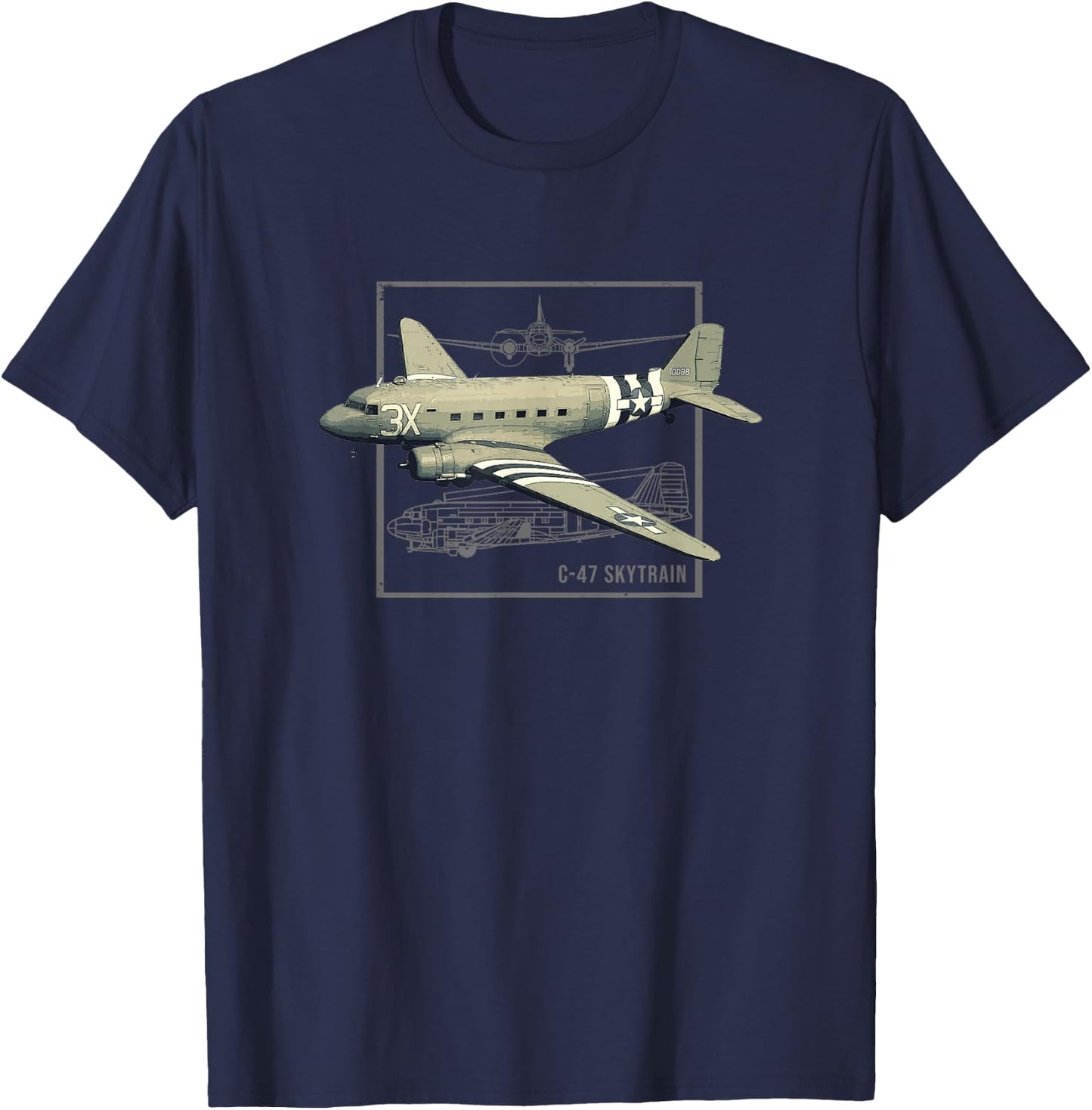 C-47 Skytrain Dakota | Military Transport Aircraft T-Shirt - T-Shirt | Navy