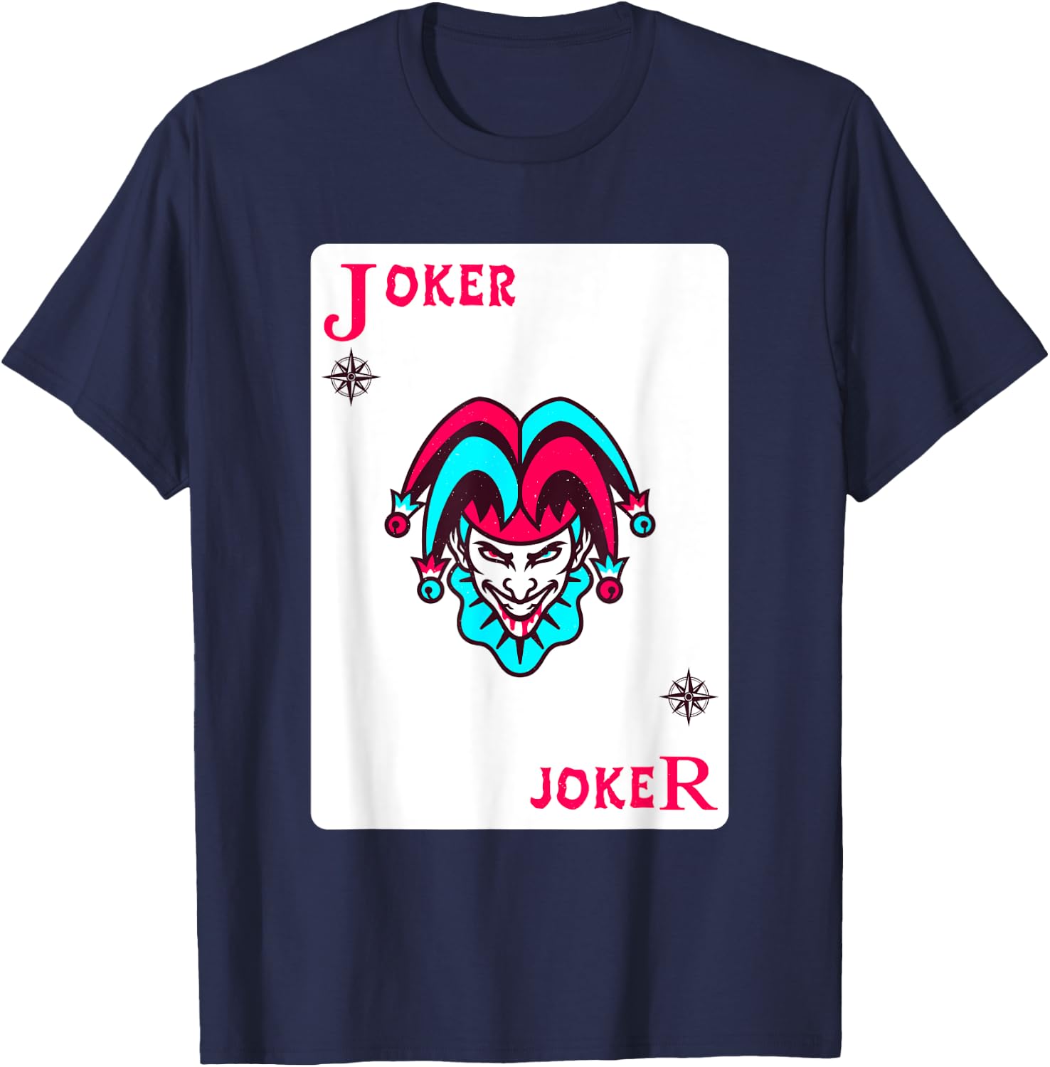 Joker Playing Card Shirt Distressed Jester T-Shirt - T-Shirt | Navy