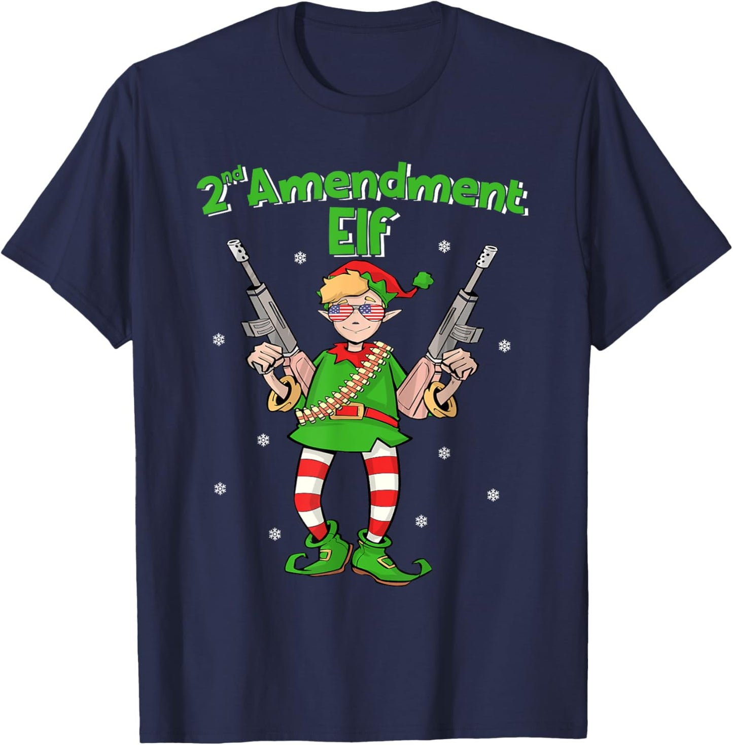 Second Amendment Elf | American Gun Lover Hunter Christmas T-Shirt - T-Shirt | Navy