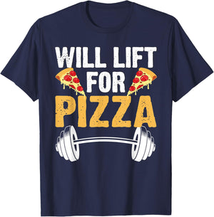 Will Lift For Pizza Gym Workout Weightlifting T-Shirt - T-Shirt | Navy