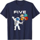 Kids 5 Year Old Outer Space Birthday Party 5th Birthday Shirt B T-Shirt - T-Shirt | Navy
