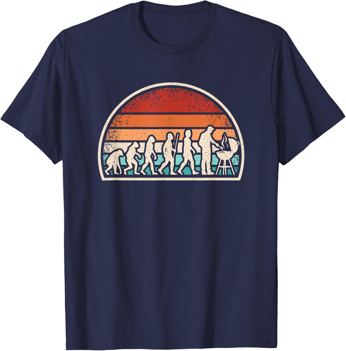Grilling Evolution Funny BBQ Retro Grill Barbecue Men T-Shirt - T-Shirt | Navy