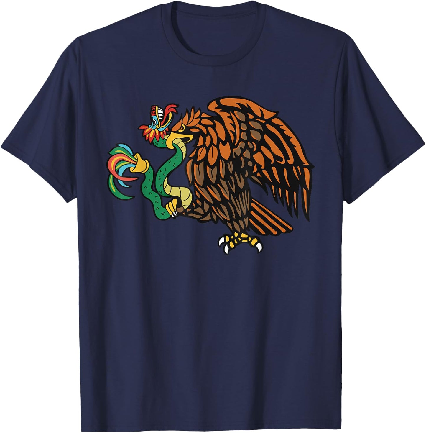 Quetzalcoatl Aztec Feathered Serpent Eagle Mayan Inca Toltec T-Shirt - T-Shirt | Navy