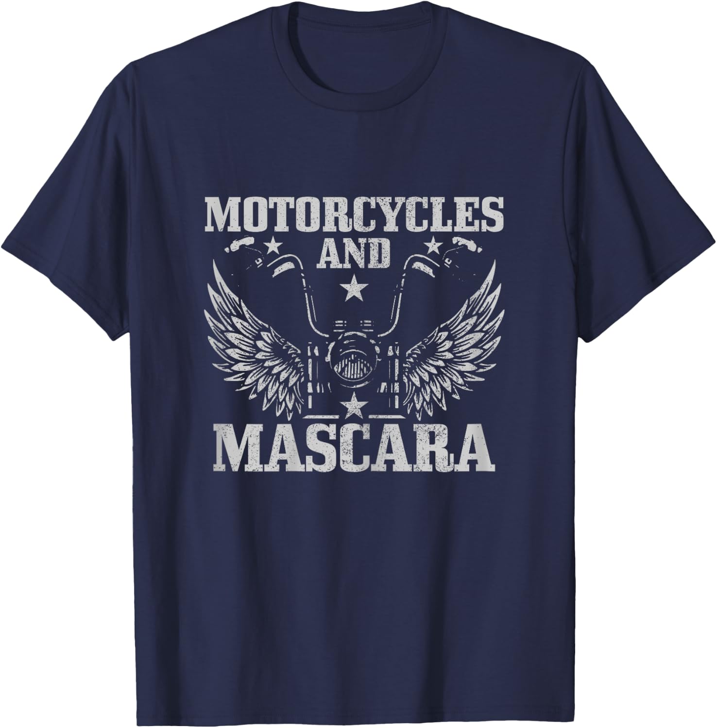 Motorcycles And Mascara Biker Girl Funny Vintage Biker T-Shirt - T-Shirt | Navy