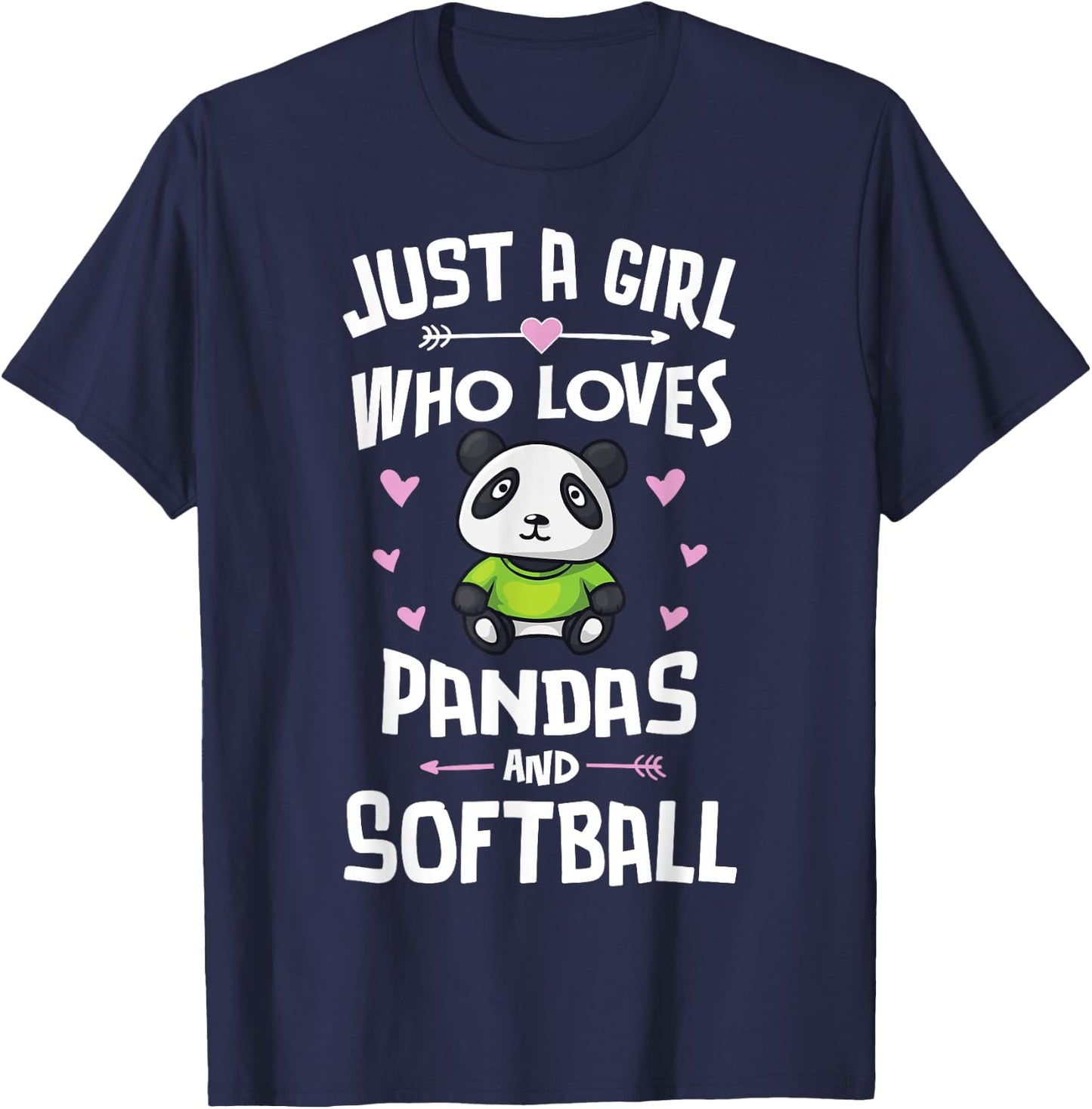 Just A Girl Who Loves Pandas And Softball Gift Women T-Shirt - T-Shirt | Navy