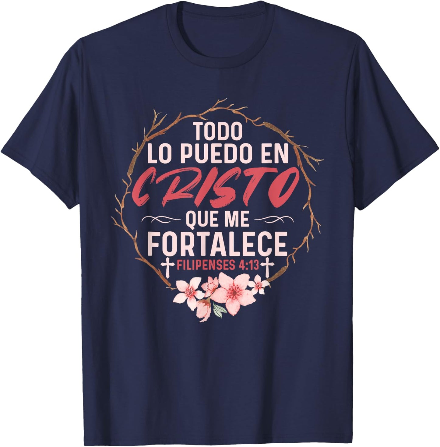 Camisetas Cristianas En Espanol Frase Biblia Filipenses 14:3 T-Shirt - T-Shirt | Navy