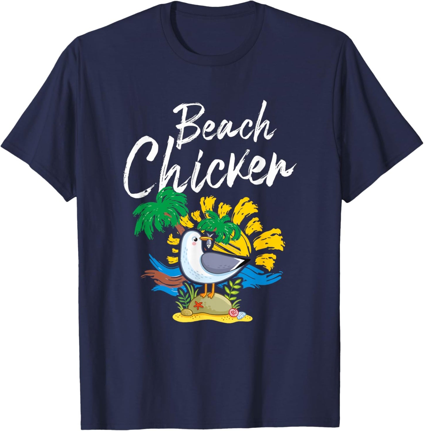 Seagull Beach Chicken Funny Animal Lover Men Women Kids T-Shirt - T-Shirt | Navy