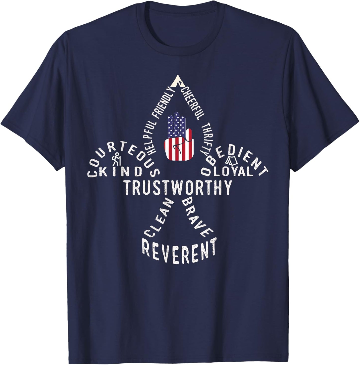 America Flag Scouting Law T-Shirt - T-Shirt | Navy