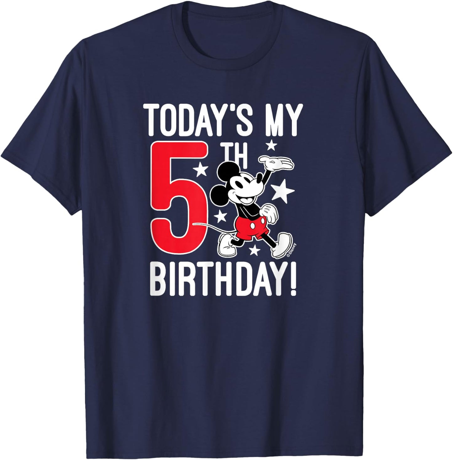 Classic Mickey - Today's My 5th Birthday T-Shirt - T-Shirt | Navy