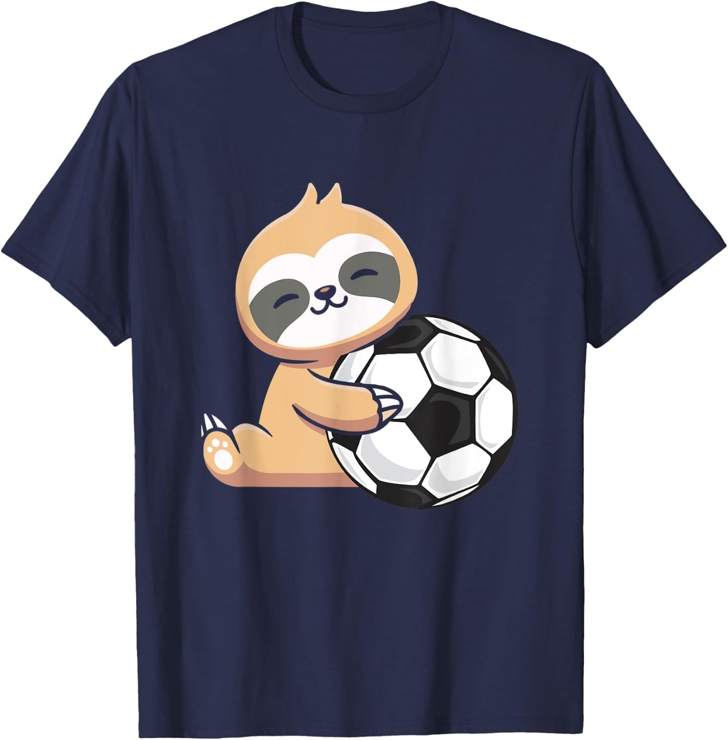 Sloth Soccer Cute Sloth Holding Soccer Ball Sport T-Shirt - T-Shirt | Navy
