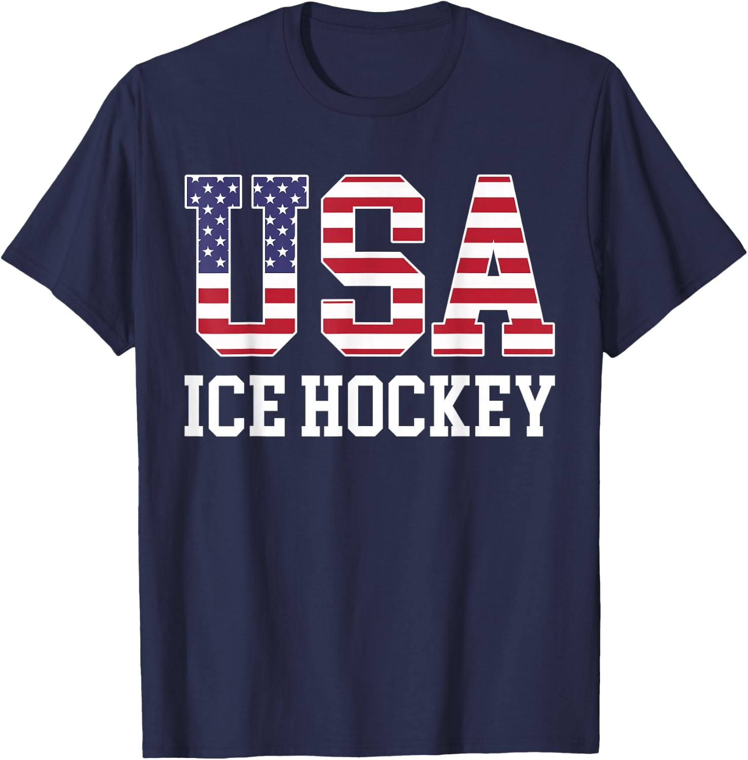 USA Flag Hockey Player - American USA Ice Hockey T-Shirt - T-Shirt | Navy