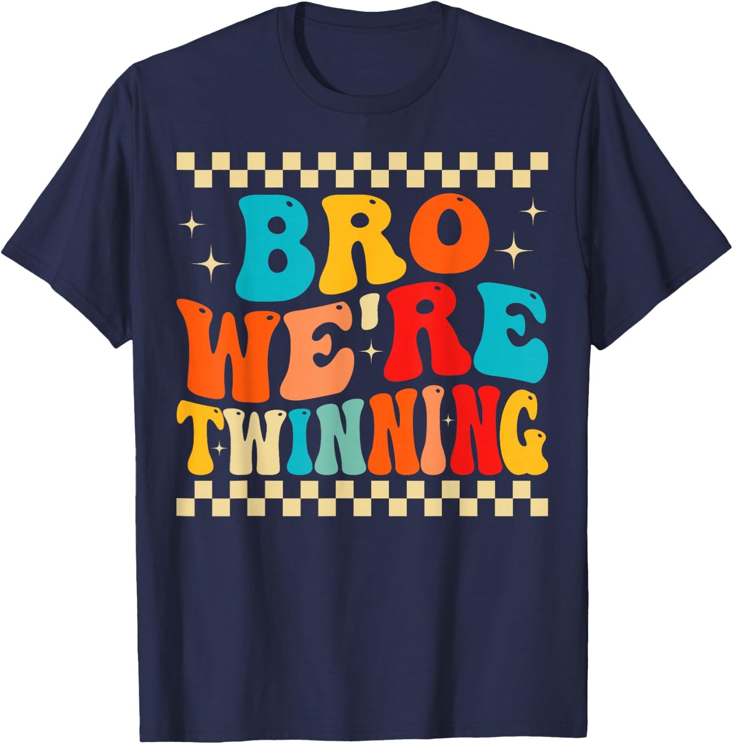 Bro We're Twinning Retro Twin Day Spirit Week Boys Kids T-Shirt - T-Shirt | Navy