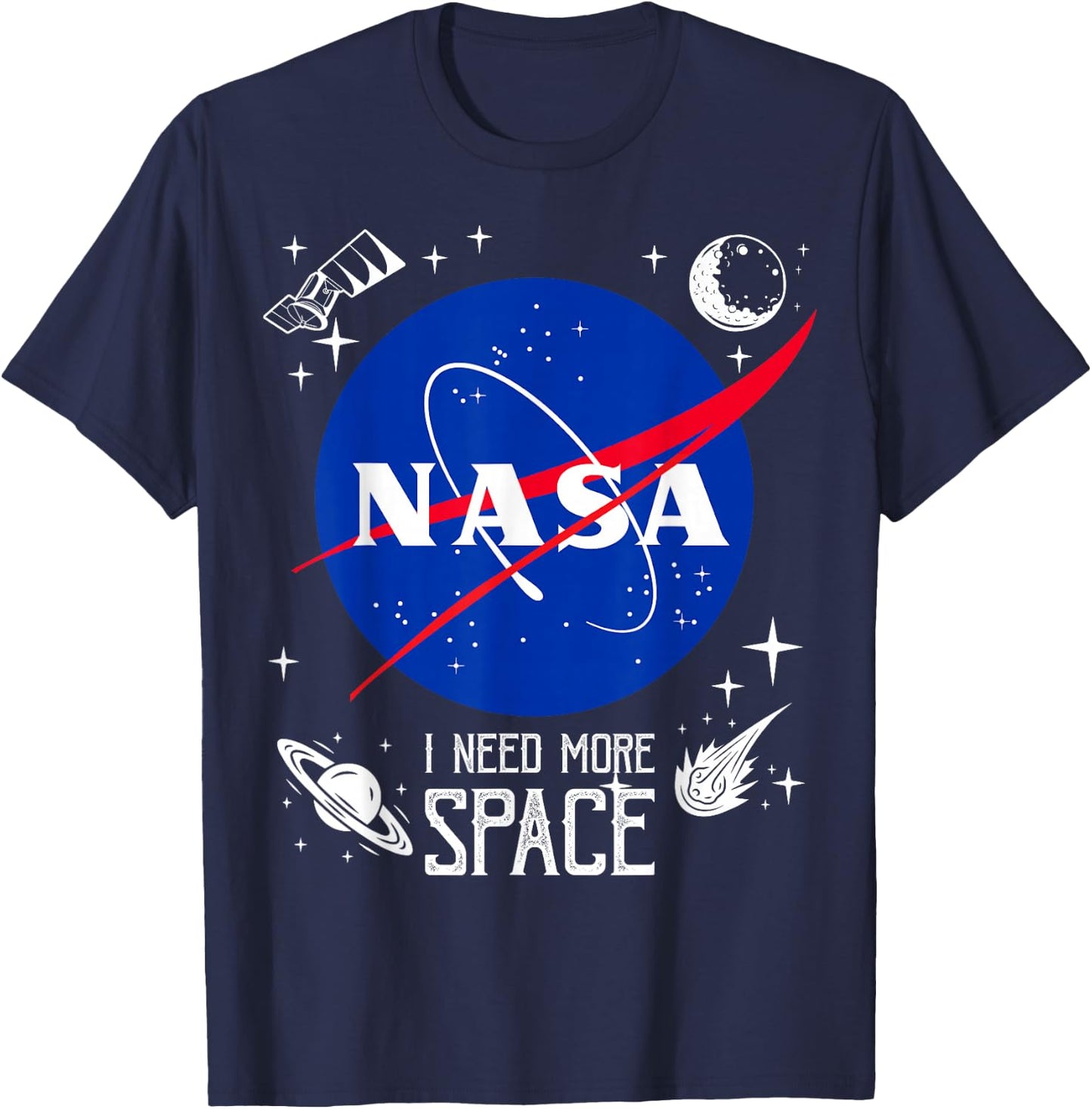 NASA Meatball Logo Classic I Need More Space T-Shirt - T-Shirt | Navy