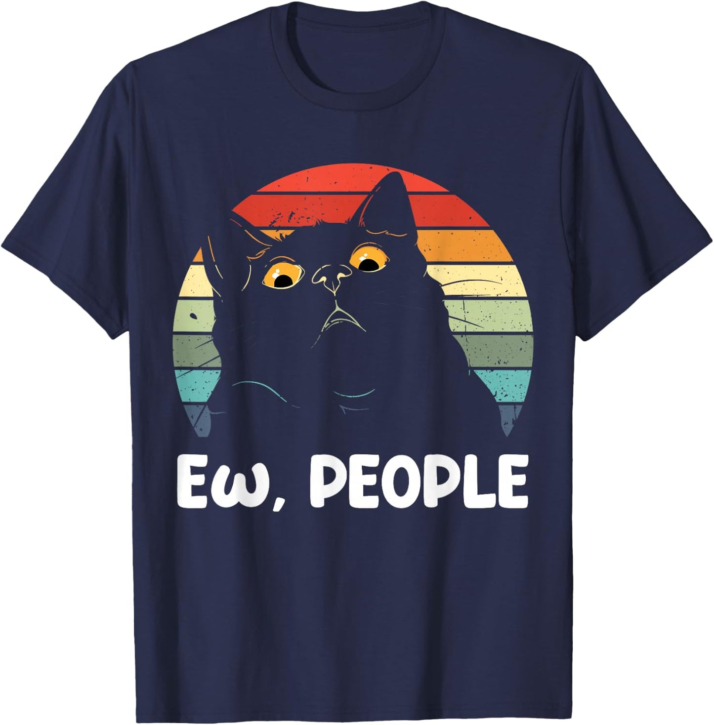 Ew people funny Black Cat lover men fun cat saying T-Shirt - T-Shirt | Navy