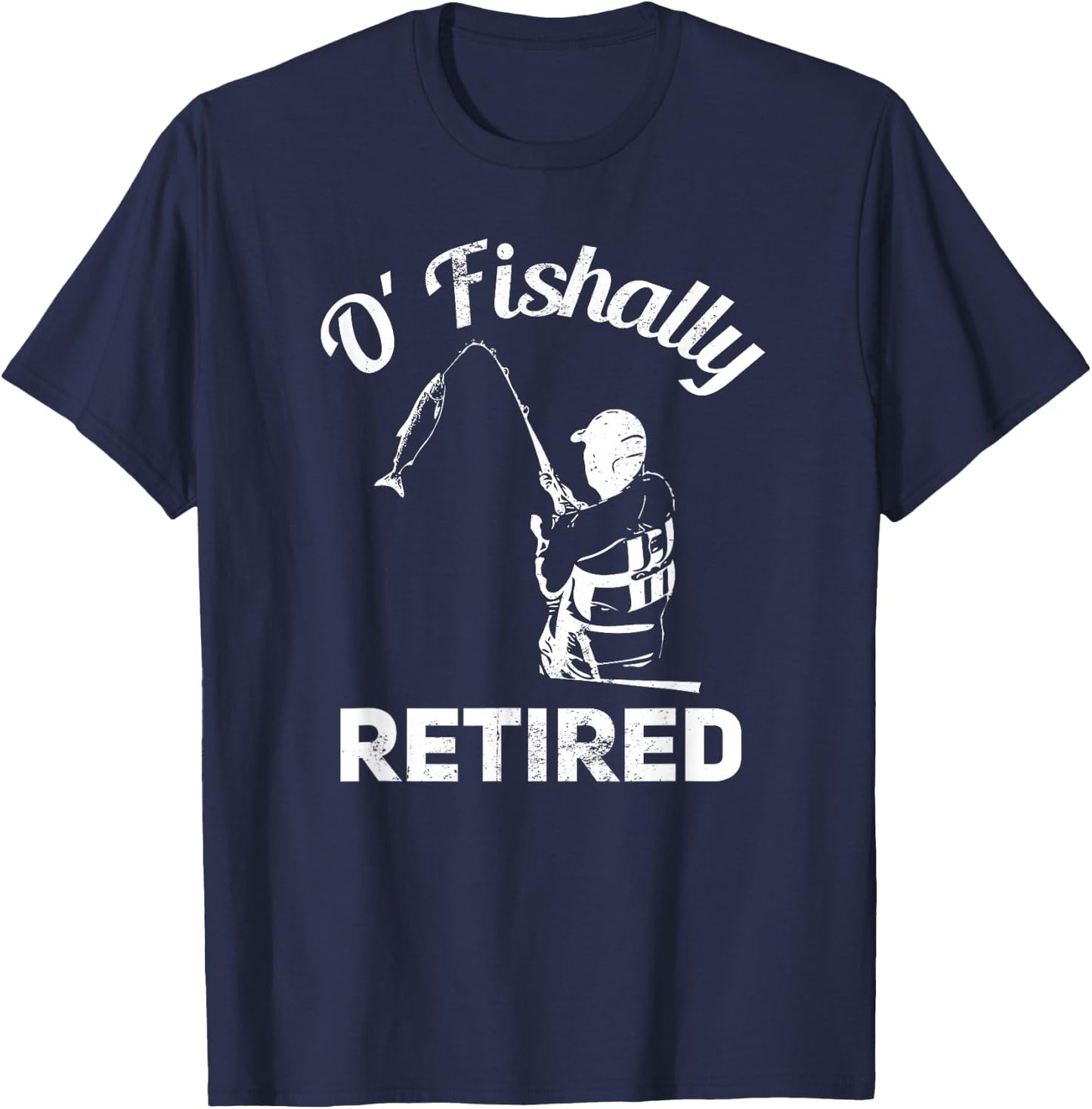 Ofishally Retired Fishing Retro Retirement T-Shirt - T-Shirt | Navy