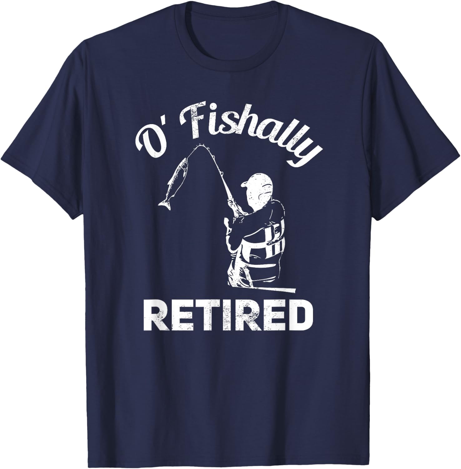 Ofishally Retired Fishing Retro Retirement T-Shirt - T-Shirt | Navy