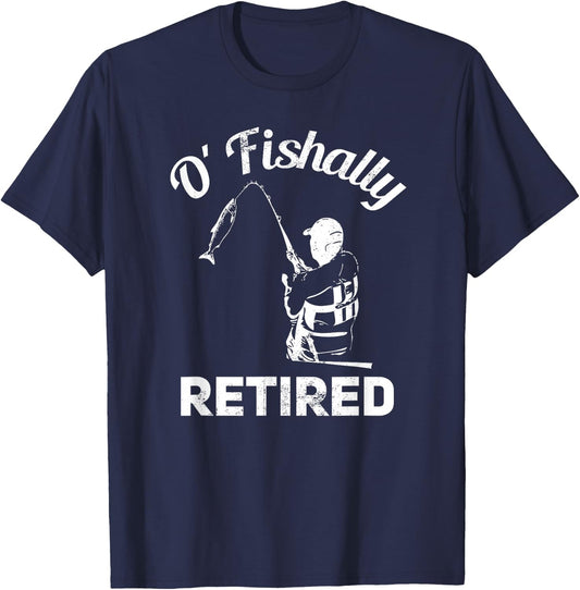Ofishally Retired Fishing Retro Retirement T-Shirt - T-Shirt | Navy