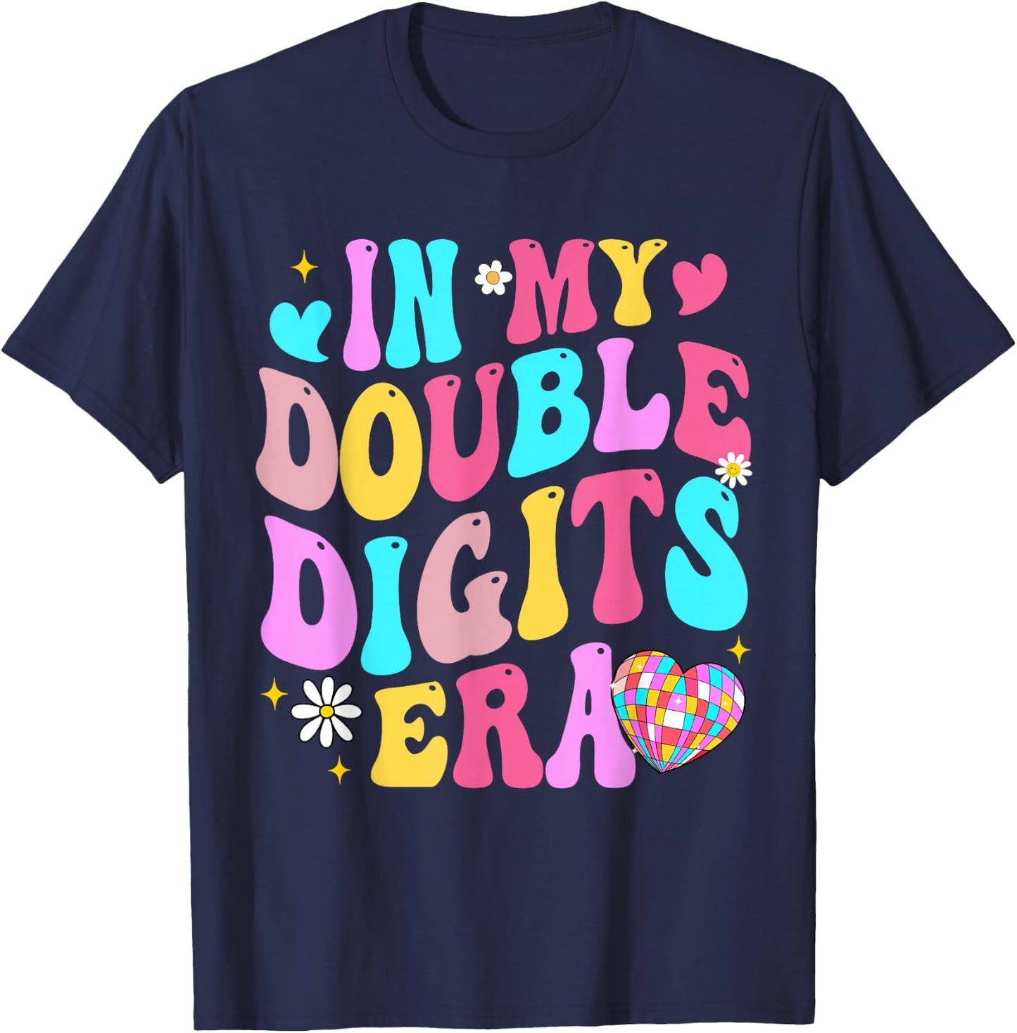 Double Digits Era Retro Birthday Era For Girls Women T-Shirt - T-Shirt | Navy