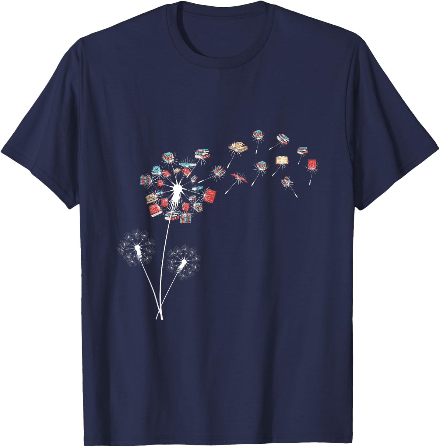 Flying Dandelion Books Flower Reading Book Library Club Fun T-Shirt - T-Shirt | Navy