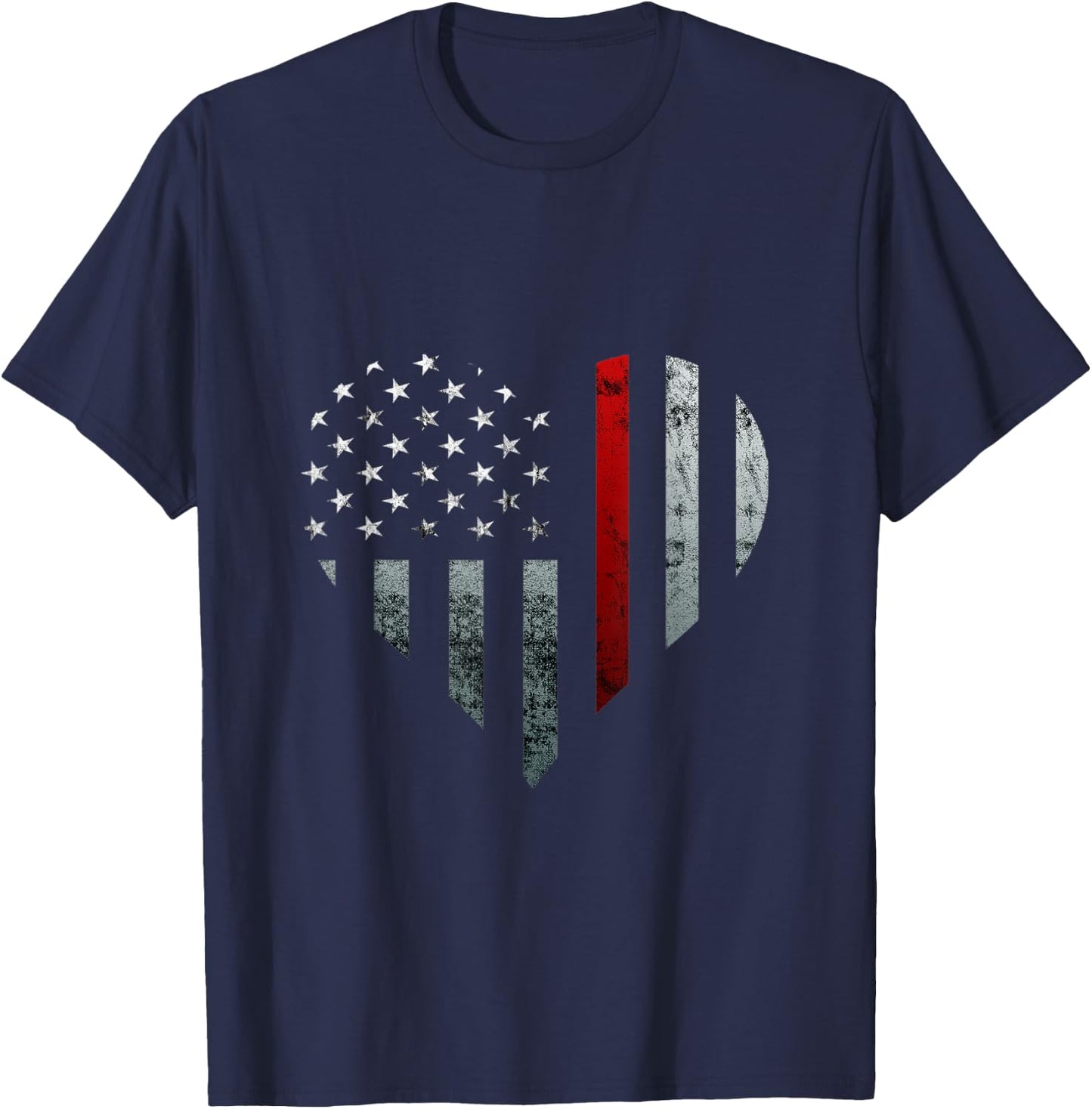 Fireman Thin Heart Firefighter American Flag T-Shirt - T-Shirt | Navy