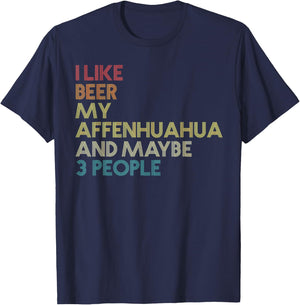 Affenhuahua Owner Dog Beer Lover Quote Funny Vintage Retro T-Shirt - T-Shirt | Navy