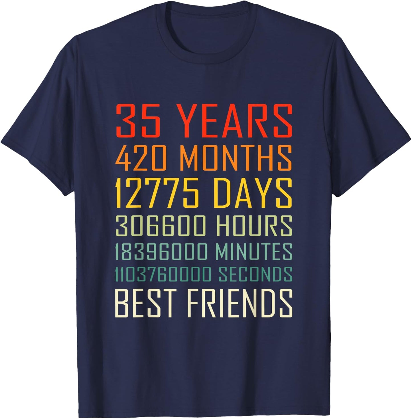 Best Friends Vintage 35 Years Friendship Anniversary T-Shirt - T-Shirt | Navy