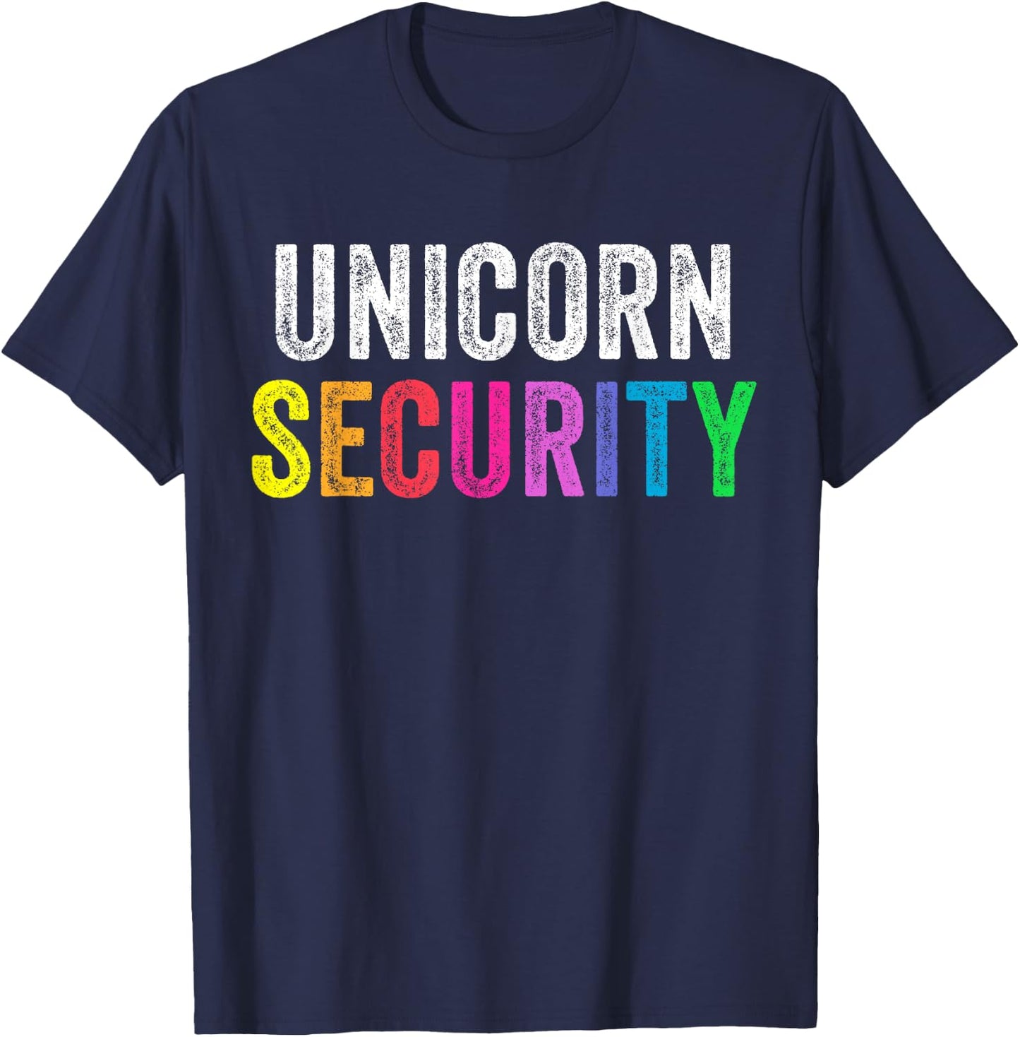 Dad Mom Daughter Adult Costume Unicorn Security T-Shirt - T-Shirt | Navy